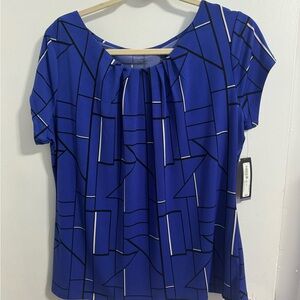 Worthington Blue Graphic Blouse